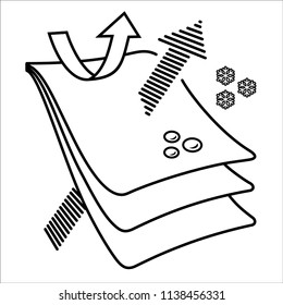 Membrane fabric. Layered materials. Vector flat outline icon illustration isolated on white background. 