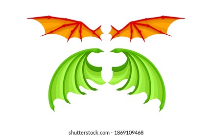 Membranous Wings of Different Flying Creature Vector Set
