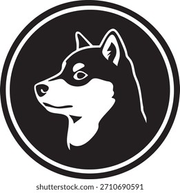 Meme Moneda Perro Perfil Siluetas aisladas sobre fondo blanco