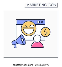 Meme Color Icon.Viral Marketing. Using Memes And Social Media Networks To Fulfil Marketing Goals.Marketing Concept. Isolated Vector Illustration