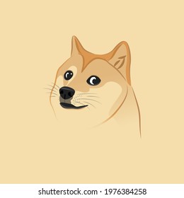 Meme Dog, Dogecoin, DOGE Cryptocurrency, Viral Meme, To The Moon, Funny Dog, Dog Illustration, Dog Vector, Cute Puppy, Shiba Inu, Japanese Breed, Vector Illustration