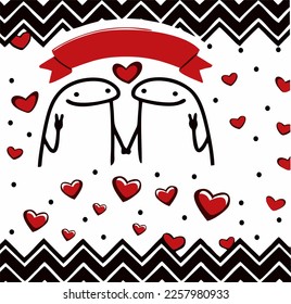 Meme flork or deformed hearts and flowers for valentine's day