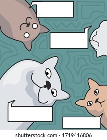 Meme from the internet with cats talking to you. Vector illustration in cartoon style with speech balloons