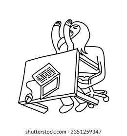 Meme stop working. Vector funny illustration