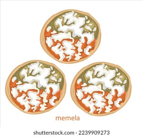 Memela mexican food vector. Best Mexican Dishes. Latin american food illustration.