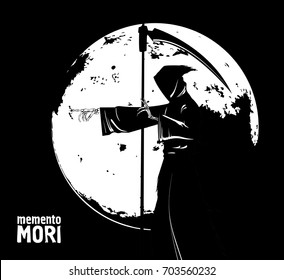Memento Mori. Death in the background of the moon, indicating the path.