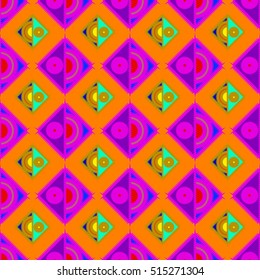 Memfis style abstract backdrop. Geometric seamless pattern. Repeating decoration print. Seamless primitive geometric background.