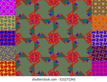 Memfis style abstract backdrop. Geometric seamless pattern. Repeating decoration print. Seamless primitive geometric background.
