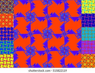 Memfis style abstract backdrop. Geometric seamless pattern. Repeating decoration print. Seamless primitive geometric background.