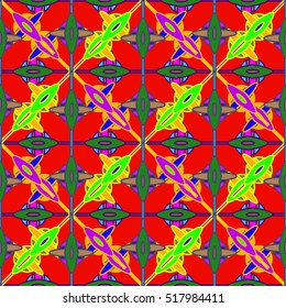 Memfis style abstract backdrop. Geometric seamless pattern. Repeating decoration print. Seamless primitive geometric background.