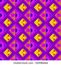 Memfis style abstract backdrop. Geometric seamless pattern. Repeating decoration print. Seamless primitive geometric background.