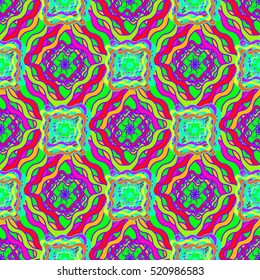 Memfis style abstract backdrop. Geometric seamless pattern. Repeating decoration print. Seamless primitive geometric background.