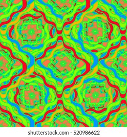 Memfis style abstract backdrop. Geometric seamless pattern. Repeating decoration print. Seamless primitive geometric background.