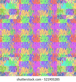 Memfis style abstract backdrop. Geometric seamless pattern. Repeating decoration print. Seamless primitive geometric background.