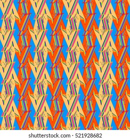 Memfis style abstract backdrop. Geometric seamless pattern. Repeating decoration print. Seamless primitive geometric background.
