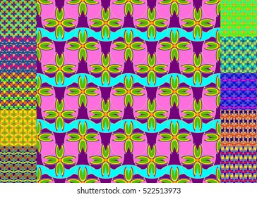 Memfis style abstract backdrop. Geometric seamless pattern. Repeating decoration print. Seamless primitive geometric background.