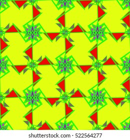 Memfis style abstract backdrop. Geometric seamless pattern. Repeating decoration print. Seamless primitive geometric background.