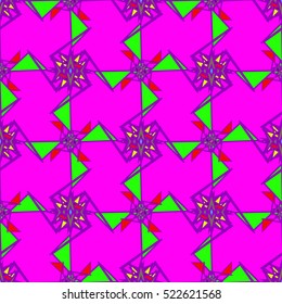 Memfis style abstract backdrop. Geometric seamless pattern. Repeating decoration print. Seamless primitive geometric background.