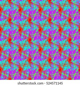Memfis style abstract backdrop. Geometric seamless pattern. Repeating decoration print. Seamless primitive geometric background.