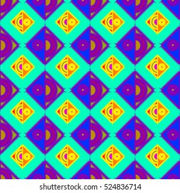 Memfis style abstract backdrop. Geometric seamless pattern. Repeating decoration print. Seamless primitive geometric background.