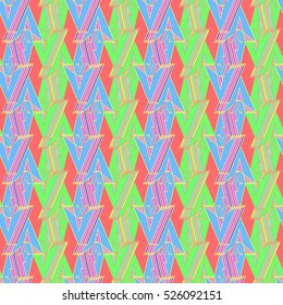 Memfis style abstract backdrop. Geometric seamless pattern. Repeating decoration print. Seamless primitive geometric background.