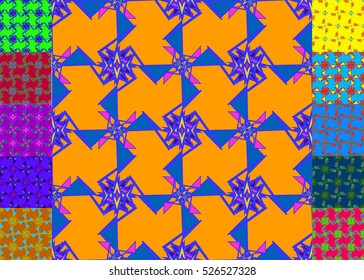 Memfis style abstract backdrop. Geometric seamless pattern. Repeating decoration print. Seamless primitive geometric background.