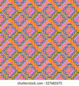Memfis style abstract backdrop. Geometric seamless pattern. Repeating decoration print. Seamless primitive geometric background.