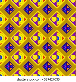 Memfis style abstract backdrop. Geometric seamless pattern. Repeating decoration print. Seamless primitive geometric background.