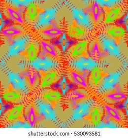 Memfis style abstract backdrop. Geometric seamless pattern. Repeating decoration print. Seamless primitive geometric background.