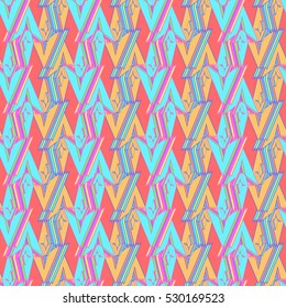 Memfis style abstract backdrop. Geometric seamless pattern. Repeating decoration print. Seamless primitive geometric background.