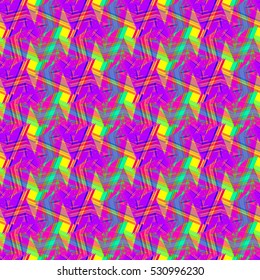 Memfis style abstract backdrop. Geometric seamless pattern. Repeating decoration print. Seamless primitive geometric background.
