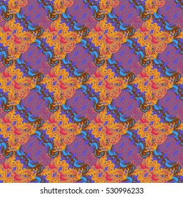 Memfis style abstract backdrop. Geometric seamless pattern. Repeating decoration print. Seamless primitive geometric background.