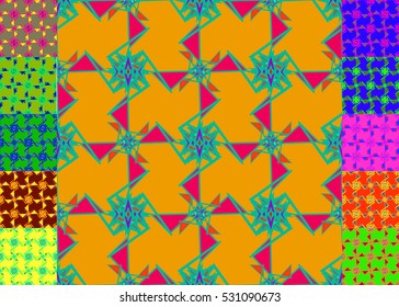 Memfis style abstract backdrop. Geometric seamless pattern. Repeating decoration print. Seamless primitive geometric background.