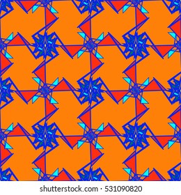 Memfis style abstract backdrop. Geometric seamless pattern. Repeating decoration print. Seamless primitive geometric background.