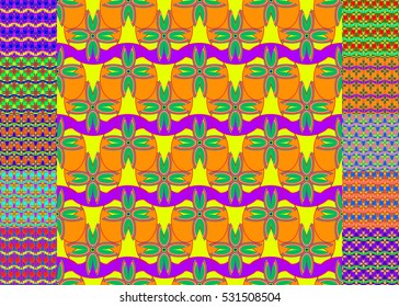 Memfis style abstract backdrop. Geometric seamless pattern. Repeating decoration print. Seamless primitive geometric background.