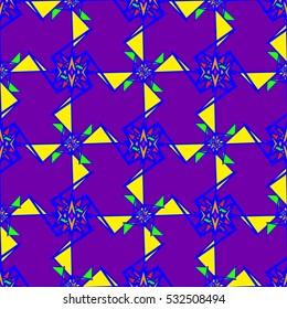 Memfis style abstract backdrop. Geometric seamless pattern. Repeating decoration print. Seamless primitive geometric background.