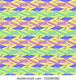 Memfis style abstract backdrop. Geometric seamless pattern. Repeating decoration print. Seamless primitive geometric background.
