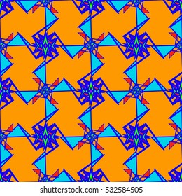 Memfis style abstract backdrop. Geometric seamless pattern. Repeating decoration print. Seamless primitive geometric background.