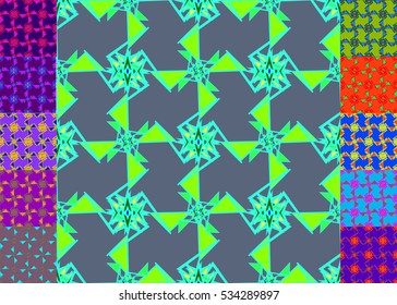 Memfis style abstract backdrop. Geometric seamless pattern. Repeating decoration print. Seamless primitive geometric background.
