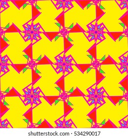 Memfis style abstract backdrop. Geometric seamless pattern. Repeating decoration print. Seamless primitive geometric background.