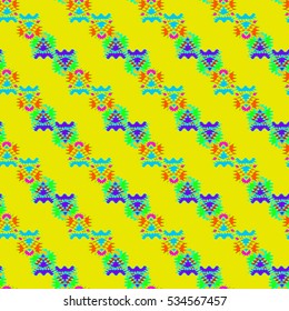 Memfis style abstract backdrop. Geometric seamless pattern. Repeating decoration print. Seamless primitive geometric background.
