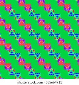 Memfis style abstract backdrop. Geometric seamless pattern. Repeating decoration print. Seamless primitive geometric background.