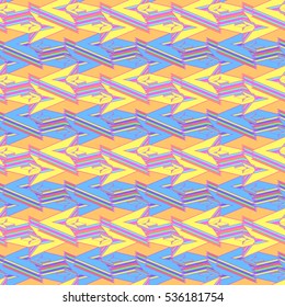 Memfis style abstract backdrop. Geometric seamless pattern. Repeating decoration print. Seamless primitive geometric background.