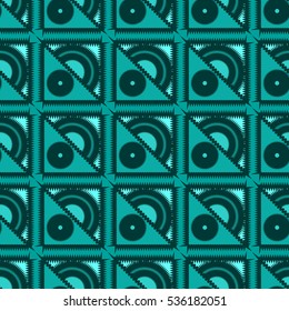 Memfis style abstract backdrop. Geometric seamless pattern. Repeating decoration print. Seamless primitive geometric background.