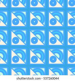 Memfis style abstract backdrop. Geometric seamless pattern. Repeating decoration print. Seamless primitive geometric background.