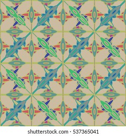 Memfis style abstract backdrop. Geometric seamless pattern. Repeating decoration print. Seamless primitive geometric background.