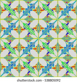 Memfis style abstract backdrop. Geometric seamless pattern. Repeating decoration print. Seamless primitive geometric background.