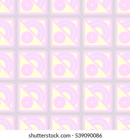Memfis style abstract backdrop. Geometric seamless pattern. Repeating decoration print. Seamless primitive geometric background.