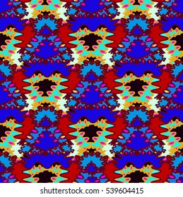 Memfis style abstract backdrop. Geometric seamless pattern. Repeating decoration print. Seamless primitive geometric background.