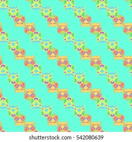 Memfis style abstract backdrop. Geometric seamless pattern. Repeating decoration print. Seamless primitive geometric background.